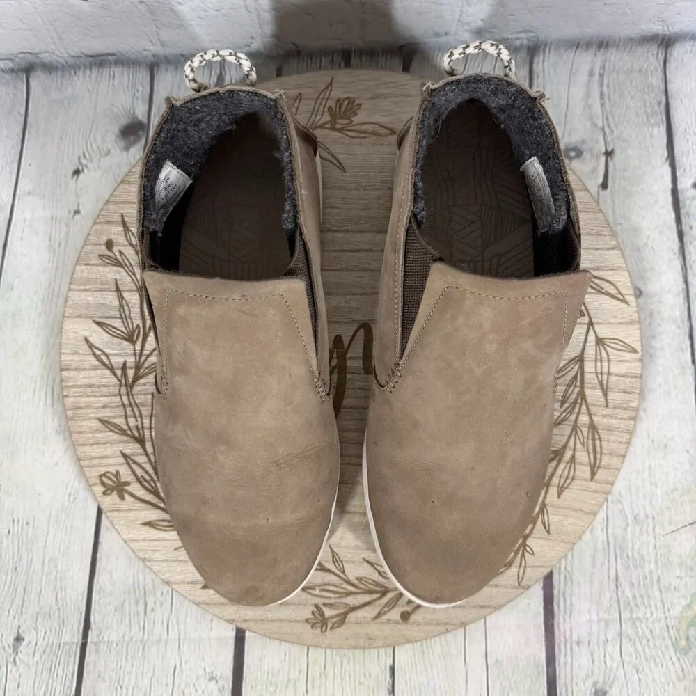 Olukai Manu Hope Slip On Ankle Booties Womens Size 8 Tan Nubuck Wool Lined